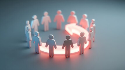 Diverse group of people standing in a circle symbolizing community engagement and collaborative peer exchange