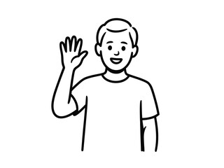 A friendly man waves hello with a welcoming smile