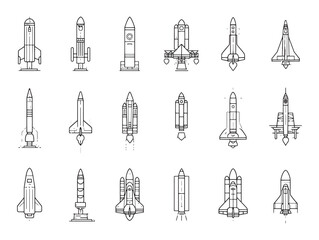 Orbital Satellite Launcher Line Art Modern Technology