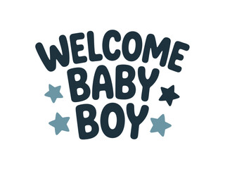 Welcome baby boy with stars illustration