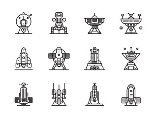 Orbital Satellite Launcher Line Art Innovation Advances