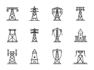 Overhead Power Line Line Art Design Concept