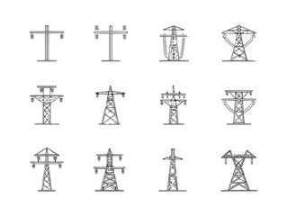 Overhead Power Line Line Art Engineering Illustration