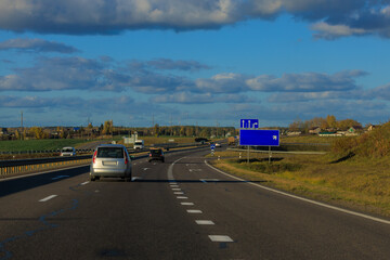 Cityscape and sunny day, road and highway, asphalt and street.	