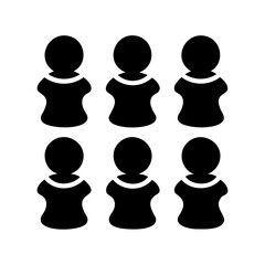 Six black abstract user icons representing a group of people Vector, illustration
