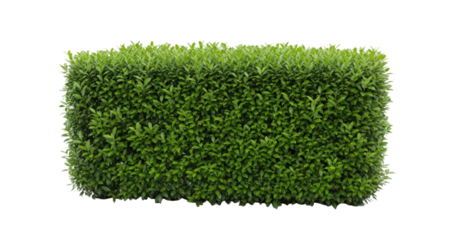 Rectangular Green Boxwood Hedge Isolated On Transparent Background