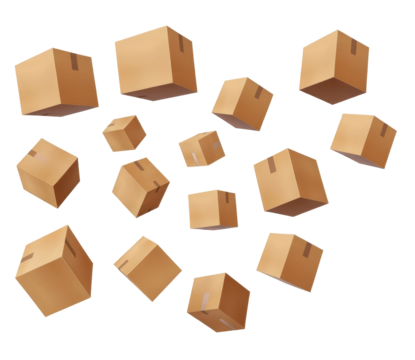 cardboard boxes floating on white background - vector illustration.