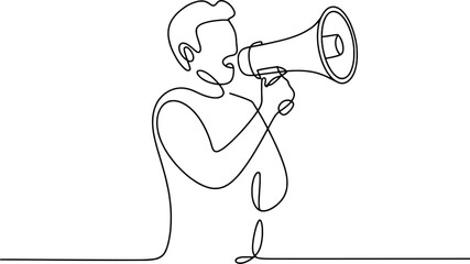 Person shouting into megaphone announcing news speech communication announcement megaphone