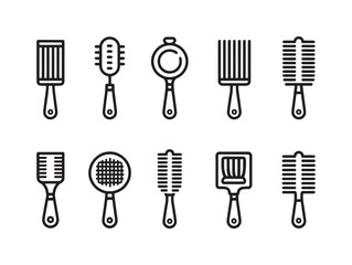 Paddle Brush line art sleek styling tool