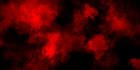 Abstract grunge red and black powder explosion cloud on black background. dark red smoke Like cloud wave effect on black. dark fire flame grunge texture background. toned fiery red sky.