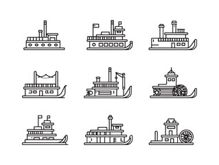 Paddleboat line art floats on water