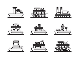 Paddleboat line art summer lake adventure