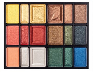 Colorful makeup palette with assorted, rectangular pans
