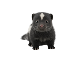 Adorable Skunk with Bright Eyes and Black-and-White Pattern, Playful PNG