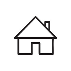 Simple outline icon of a house with a chimney, representing home or residence
