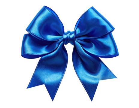 Vibrant cobalt-blue satin bow, tied with elegant folds, isolated against a void