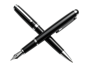 Two sleek black writing instruments cross, one fountain, one ballpoint