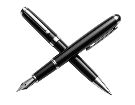Two sleek black writing instruments cross, one fountain, one ballpoint