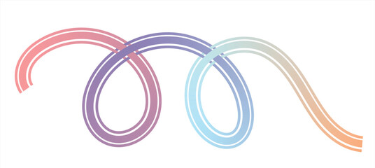 Pastel gradient curved lines, abstract neon loops for modern decoration and background design
