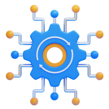 PNG 3D Centralized Automation Network System Icon Isolated on a White Background