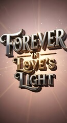 A romantic and elegant typographic design featuring the phrase 'Forever in Love's Light' with glowing effects and a soft, radiant background to evoke warmth and affection
