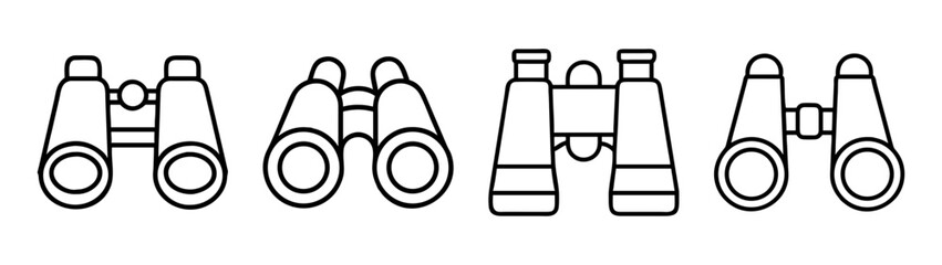 Binoculars outline icon set for observing and exploring designs