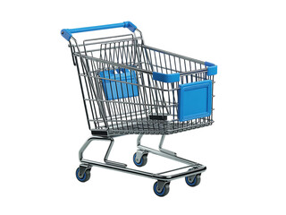 Blue Shopping Cart Isolated on Transparent Background