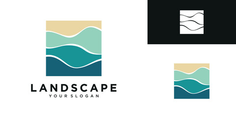 Ocean ​​landscape abstract design logo template
