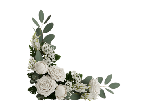 Luxurious Floral Corner Design isolated on transparent background