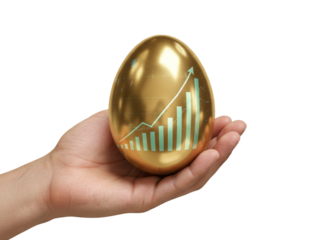 Hand Holding Golden Egg with Business Graph PNG