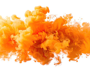 Orange-yellow ink swirls, abstract, flowing gracefully, against a black background