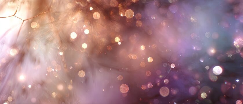 Bokeh and soft, fuzzy texture. Hues of purples and browns dominate