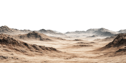 Expansive panoramic view of a distant alien desert planet landscape