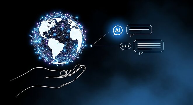 Innovative AI solutions connect the world, providing global communication and advanced technology in the palm of your hand, promoting digital transformation