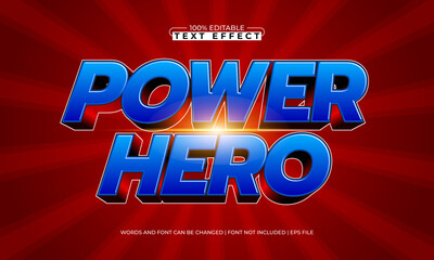 power hero editable hero text effect with strong metallic style
