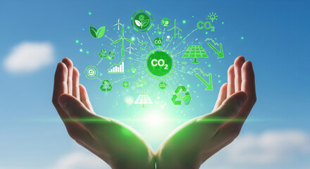 Sustainable energy renewable resource solar panel wind turbine eco friendly carbon reduction green technology environmental protection clean power innovation concept