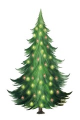 Obraz premium Christmas tree decorated with lights christmas plant white background.