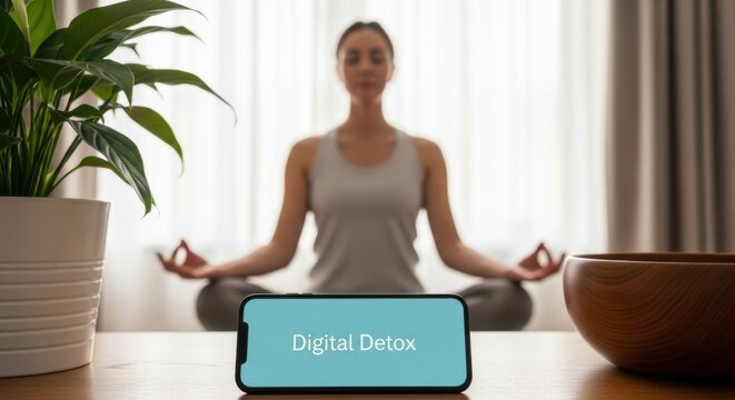 Practicing digital detox at home for better mental health and focus - Powered by Adobe