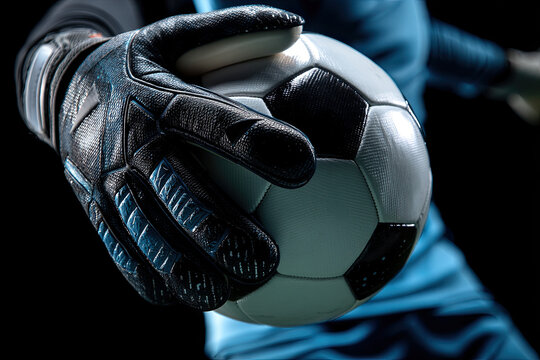 Close-up of a Goalkeeper's Gloved Hand Holding a Soccer Ball