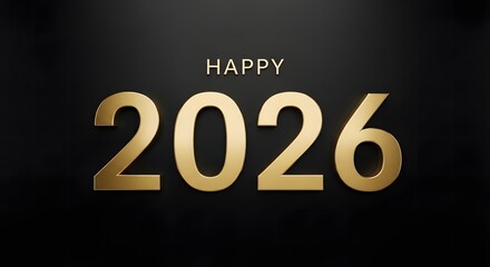 Luxury 2026 in gold and black, elegant metallic texture, premium minimalist composition