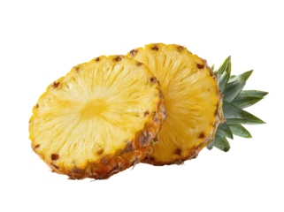 Two slices of ripe pineapple