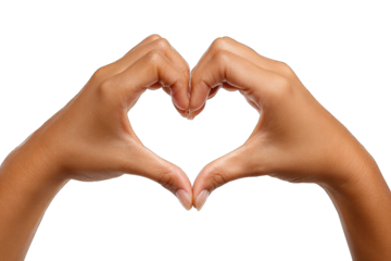 Darker skinned hands gracefully forming a heartfelt symbol of love.