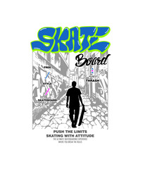 SKATEBOARD No Limits Trash design t-shirt vector illustration