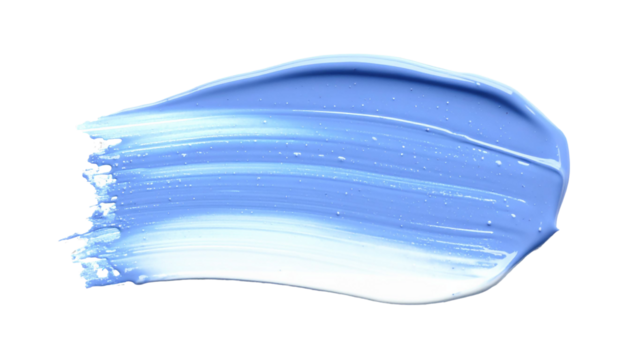 textured abstract blue color paint stroke isolated on transparent background, png