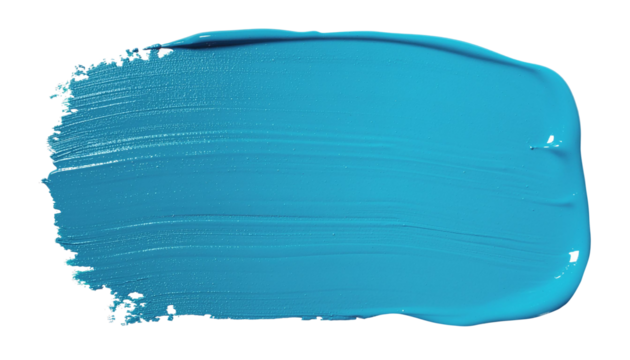 textured abstract blue color paint stroke isolated on transparent background, png