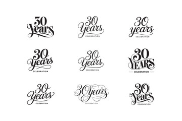 30 Years Celebration Decorative Classic Calligraphy Typography Design