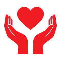 Obraz premium Two hands gently holding a red heart isolated on white background