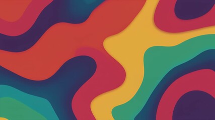 Vibrant flat blob shapes in bold contrasting colors with smooth floating motion, creating a playful and modern abstract visual design - Powered by Adobe