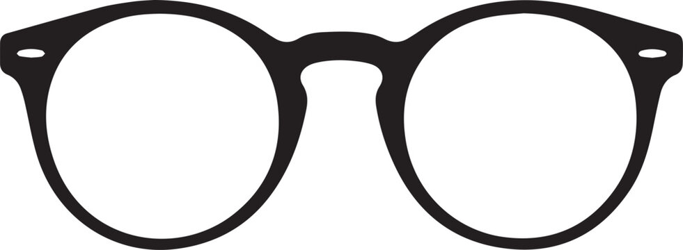 Classic round black framed eyeglasses with clear lenses presented in a simple graphic illustration on a white background for a clean design