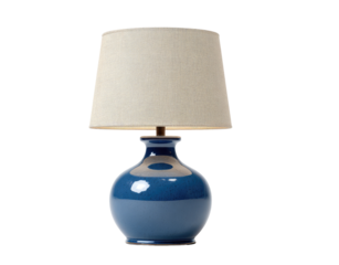 Cream shade, blue ceramic lamp